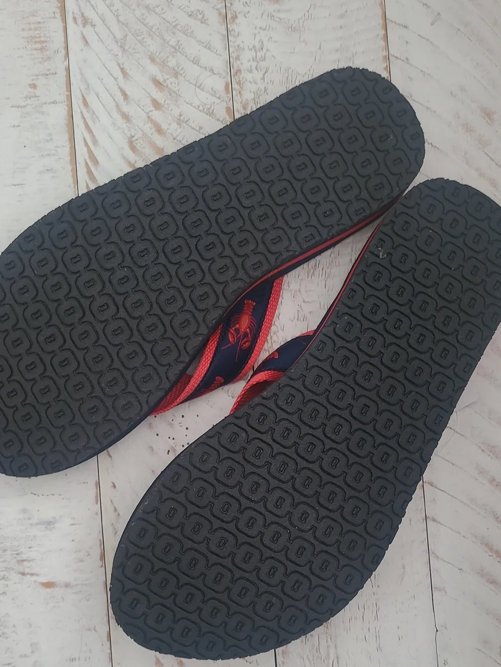 NWT LL Bean Navy & Red Lobster Flip Flops The Maine Collection SIZE 10